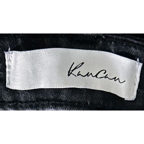 KanCan High-Rise Button Fly Distressed Raw Hem Black Skinny Jeans 7 27X28 - Picture 6 of 7